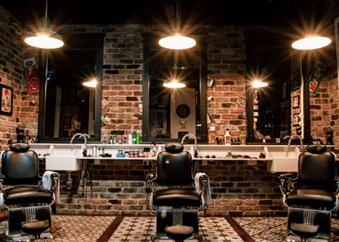 Inside of a barbershop